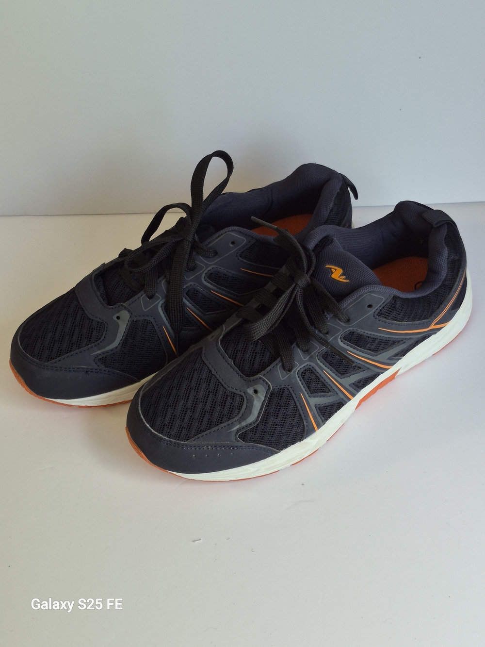 Athletic Sneakers - Black with Orange and White Soles - Picture 2 of 7